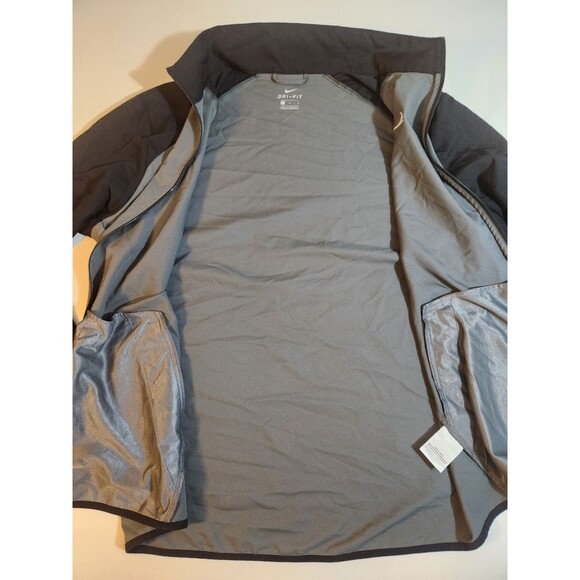 Nike Dri Fit Jacket Men Size Large Full Zip Gray/Black Pockets Swoosh Logo - Picture 10 of 11